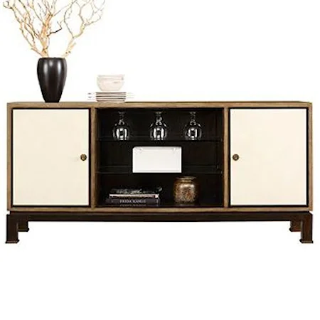 Media Credenza with 6 Shelves